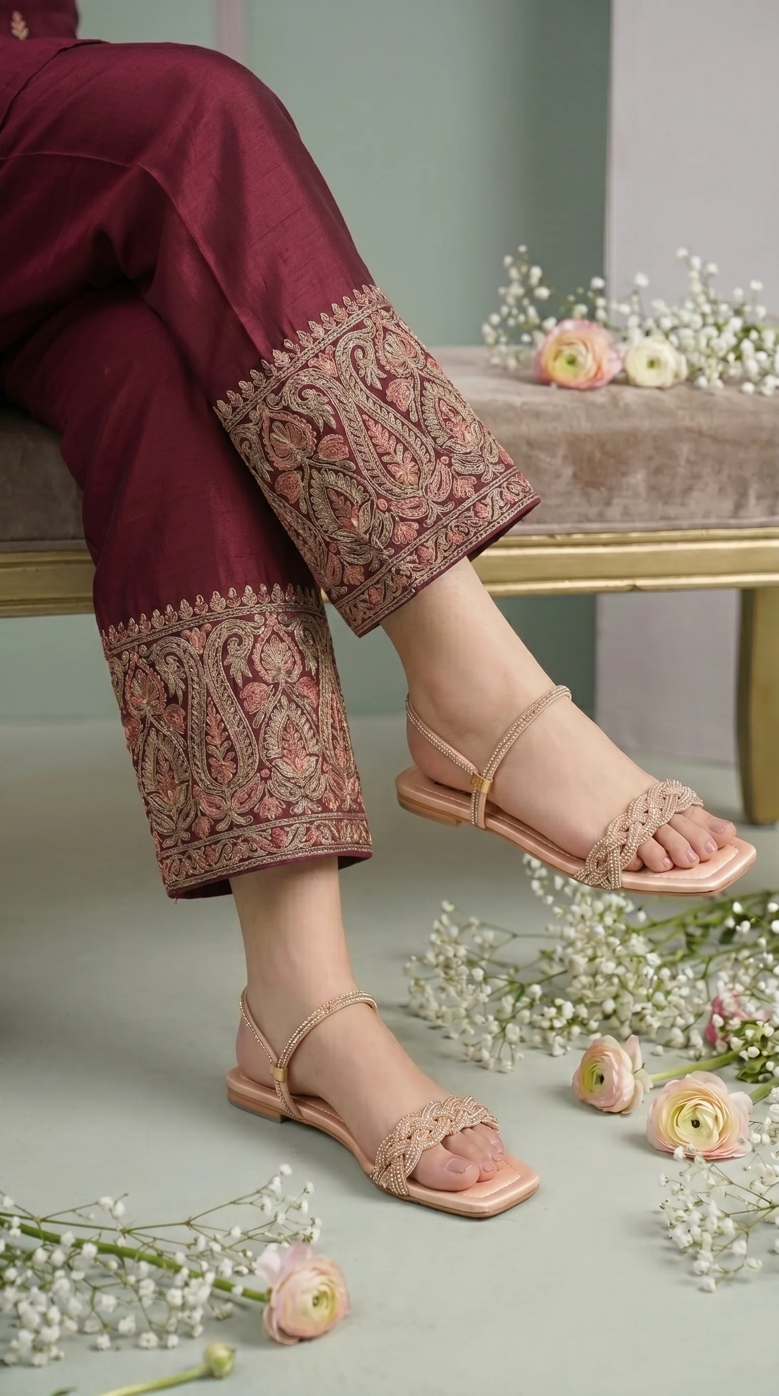 Peach Fancy Sandal For Women FN6306