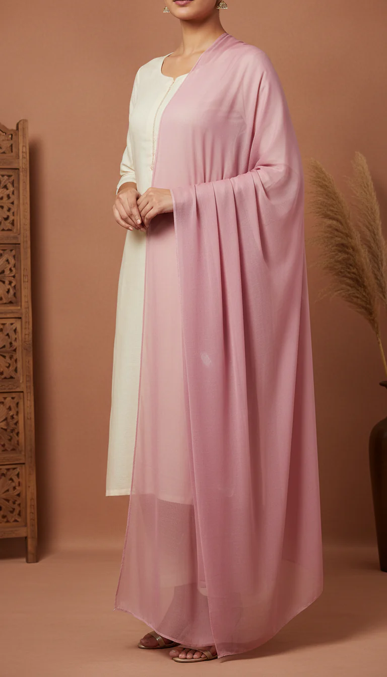 Peach Plain Chiffon Dupatta PD6005