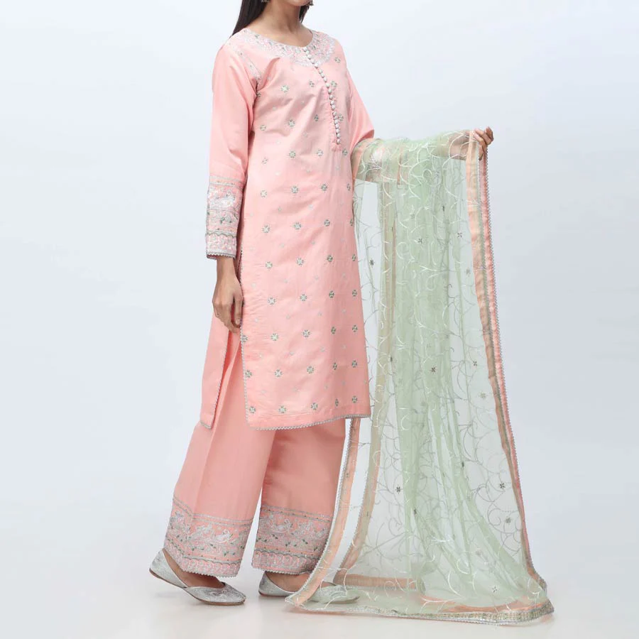 3PC- Embellished Khadi Net Suit PF3055 - Image 2