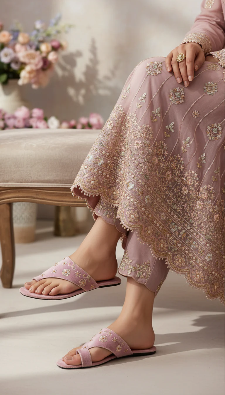 Pink Ethnic Chappal For Women EC0250