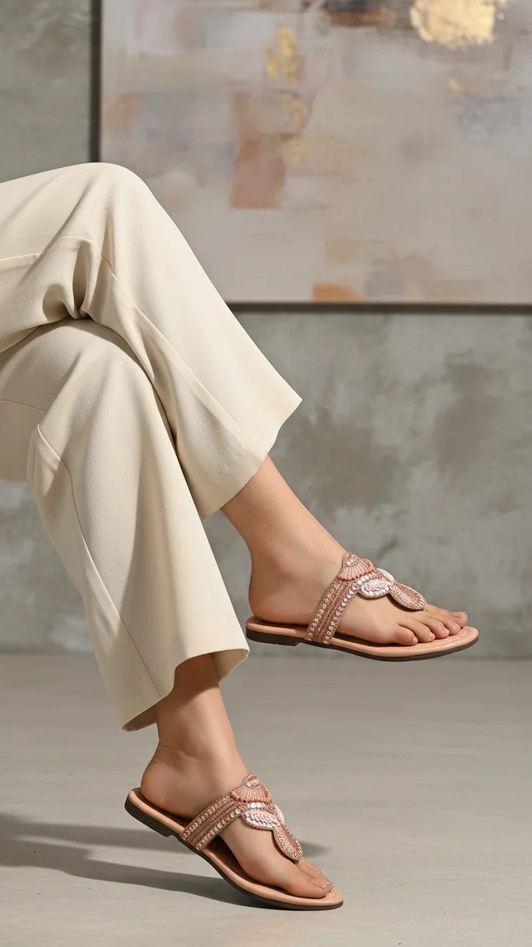Pink Ethnic Chappal For Women EC0251