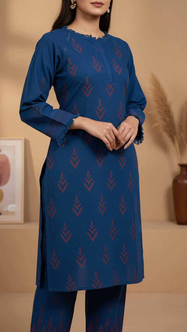 Printed Slub Khaddar shirt PW5040