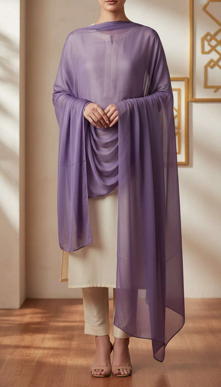 Purple Plain Chiffon Dupatta PD6025