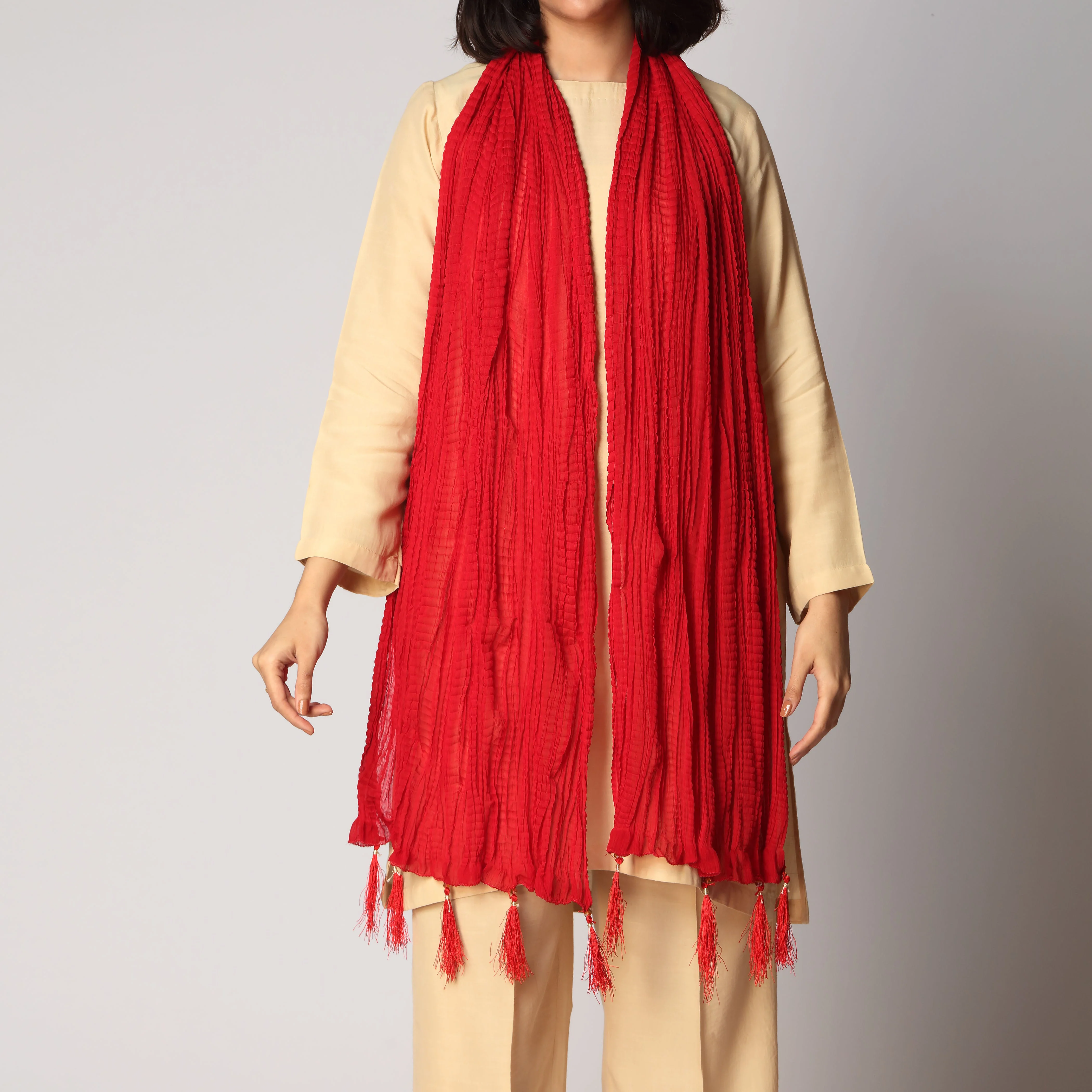 Red Crush Chiffon stole PS3756