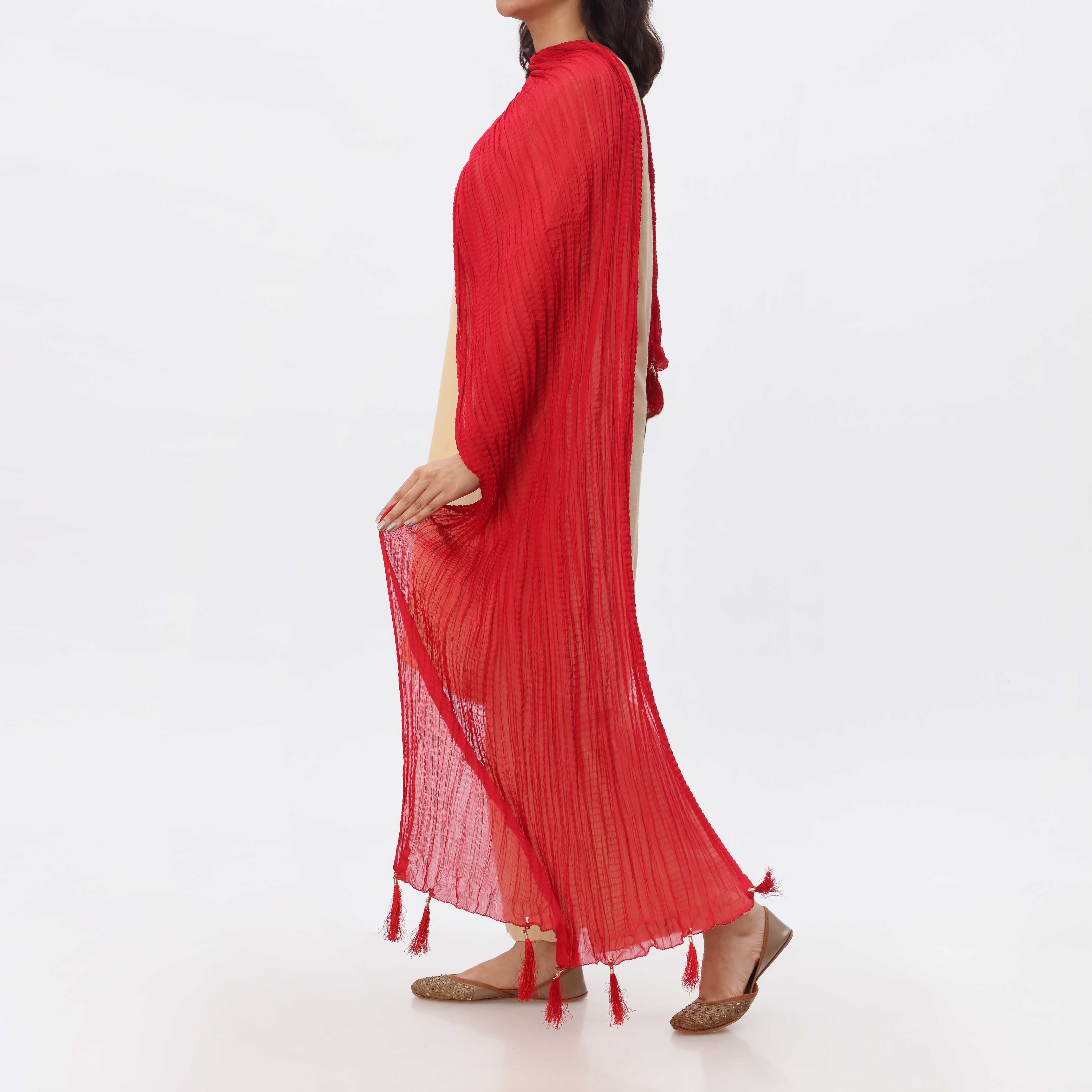 Red Crush Chiffon stole PS3756 - Image 4