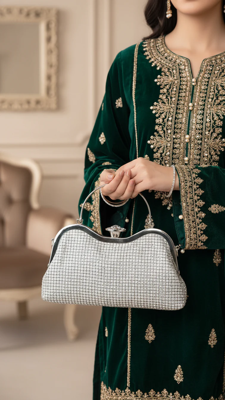 Silver Bridal Clutch P24297