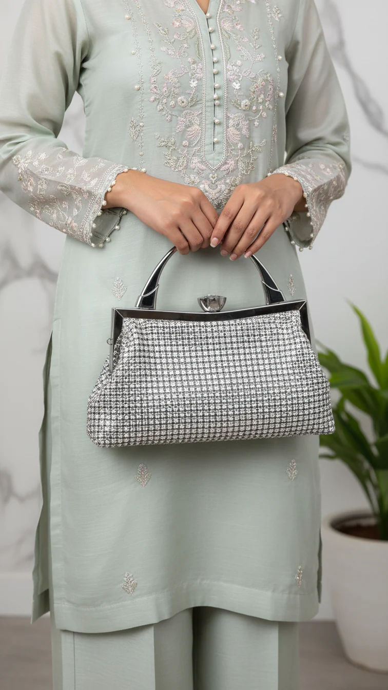 Silver Bridal Clutch P24317
