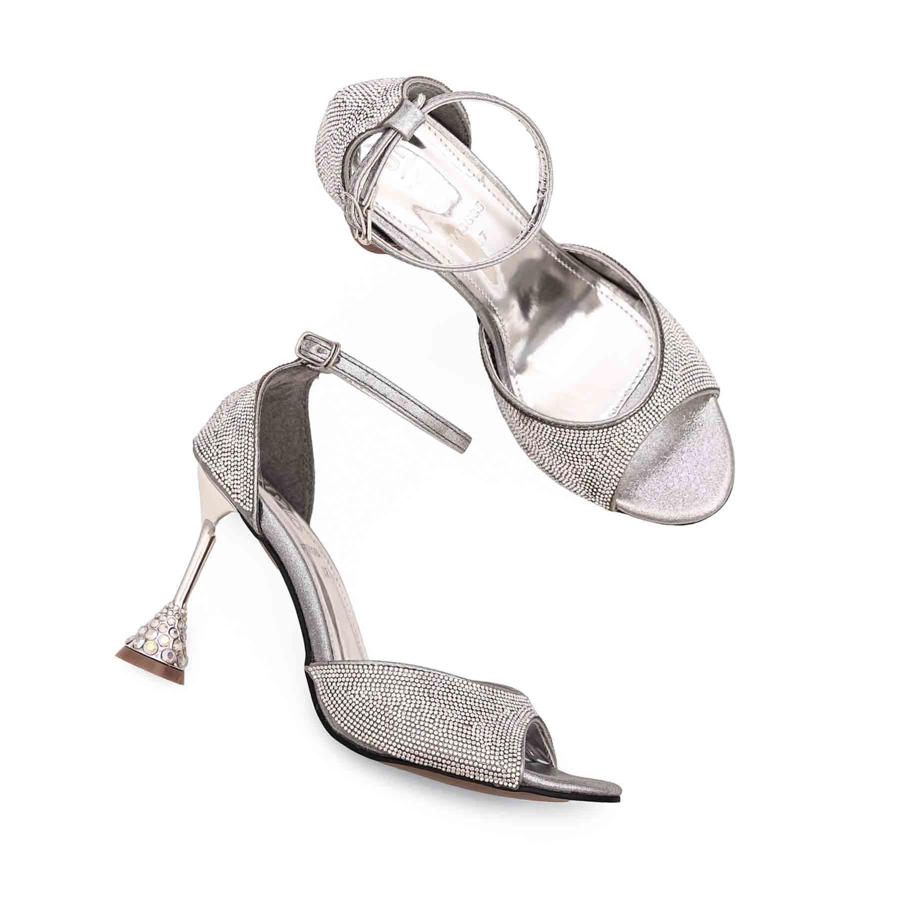 Silver Fancy Bridal Sandal FN5885 - Image 4