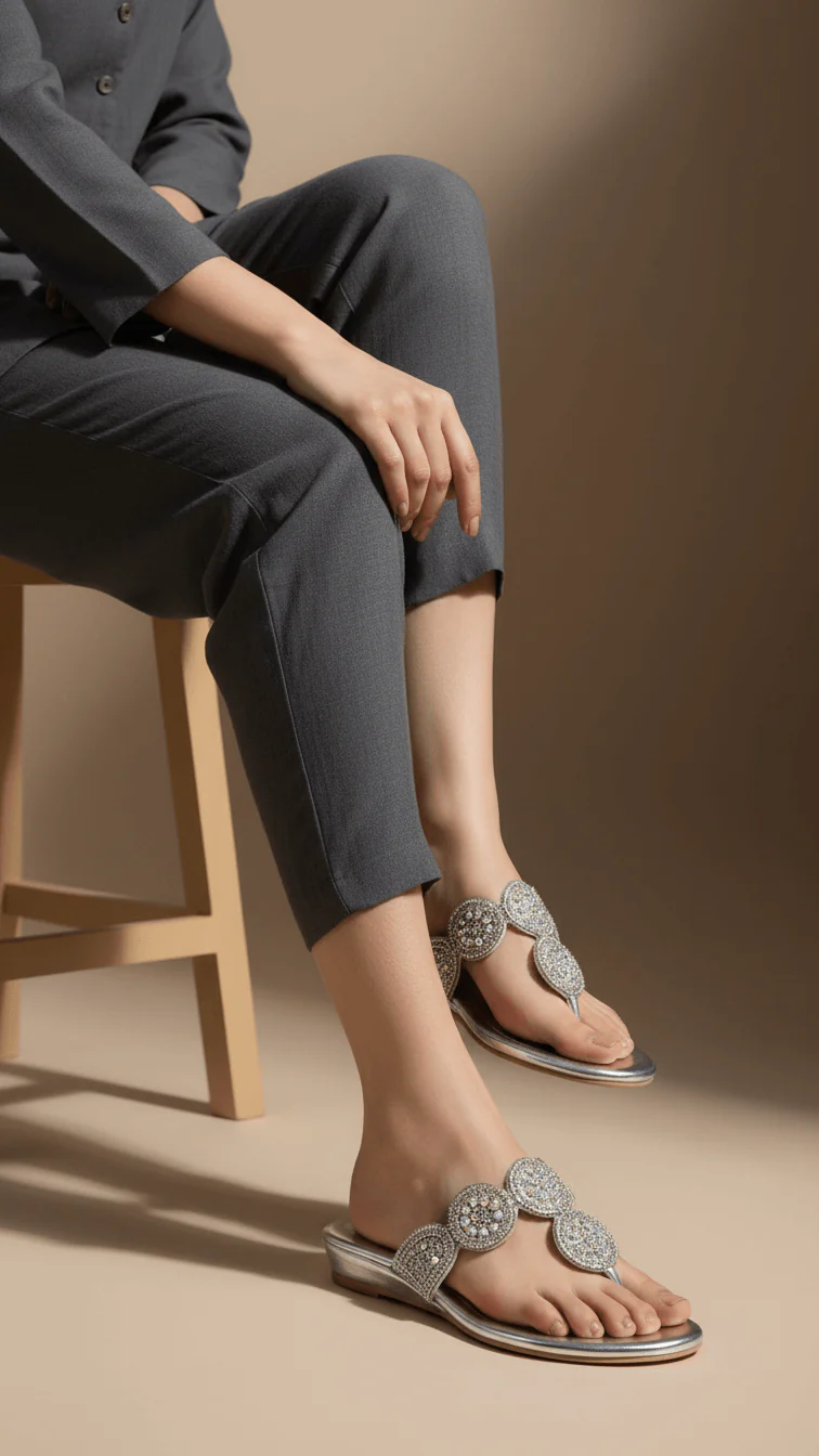 Silver Fancy Chappal FN0792