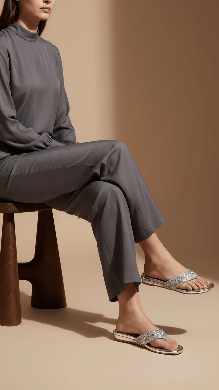 Silver Fancy Chappal FN0794