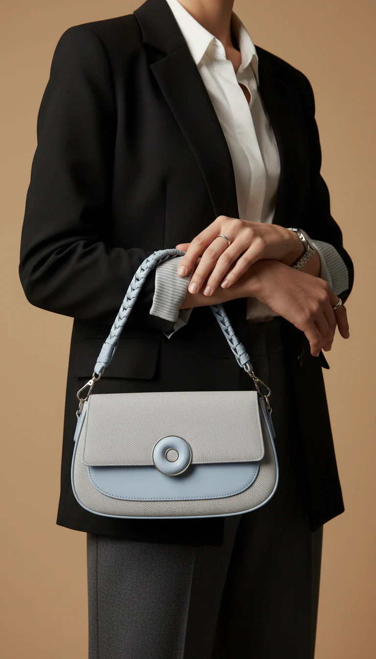 Sky Blue Formal Shoulder Bag For Women P36456