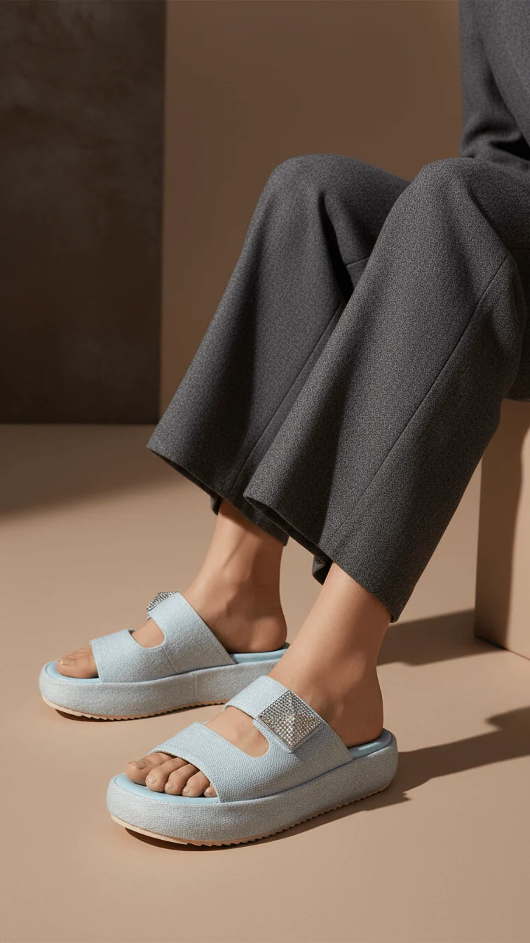Sky Blue Formal Slipper For Women PU0444
