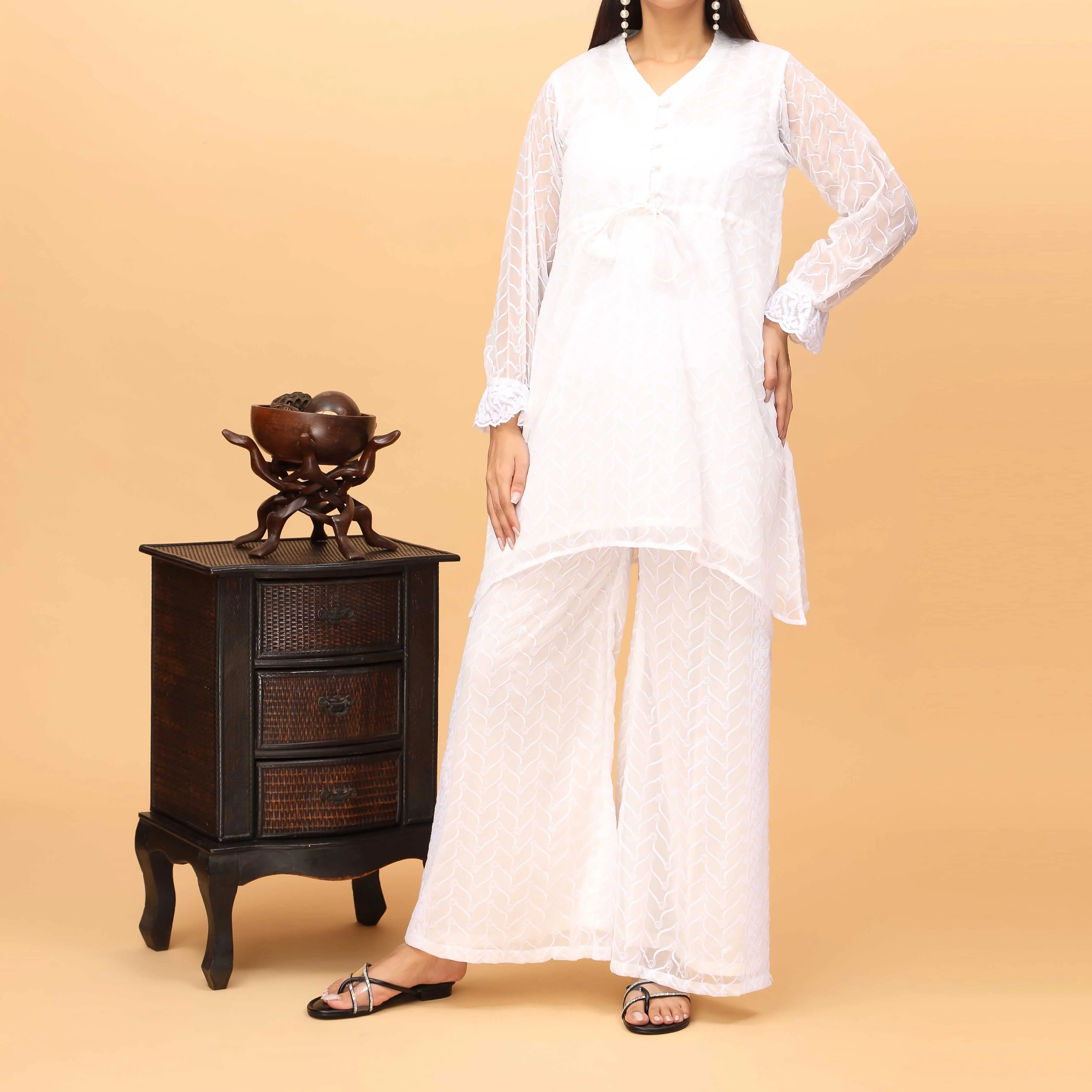 2PC Embellished Chiffon Suit PS4237
