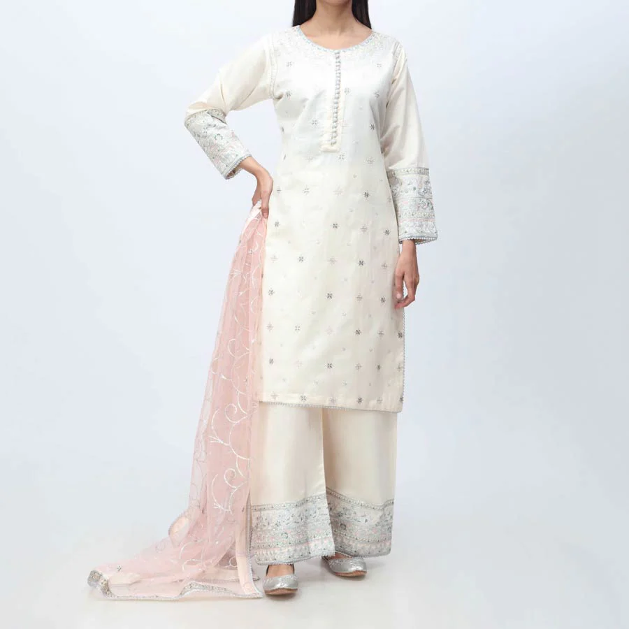 3PC- Embellished Khadi Net Suit PF3055