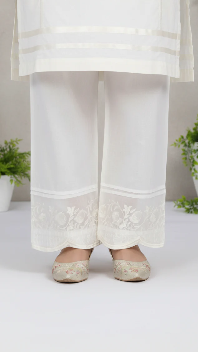 White Cotton Cambric Trouser PL5069