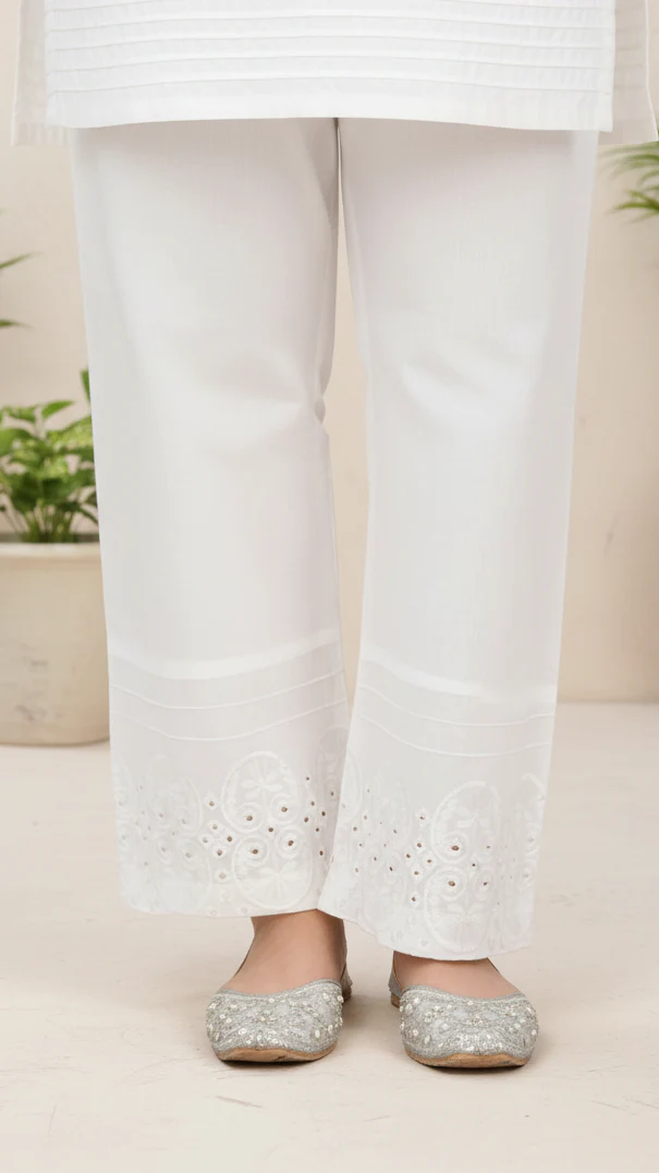White Cotton Cambric Trouser PL5073