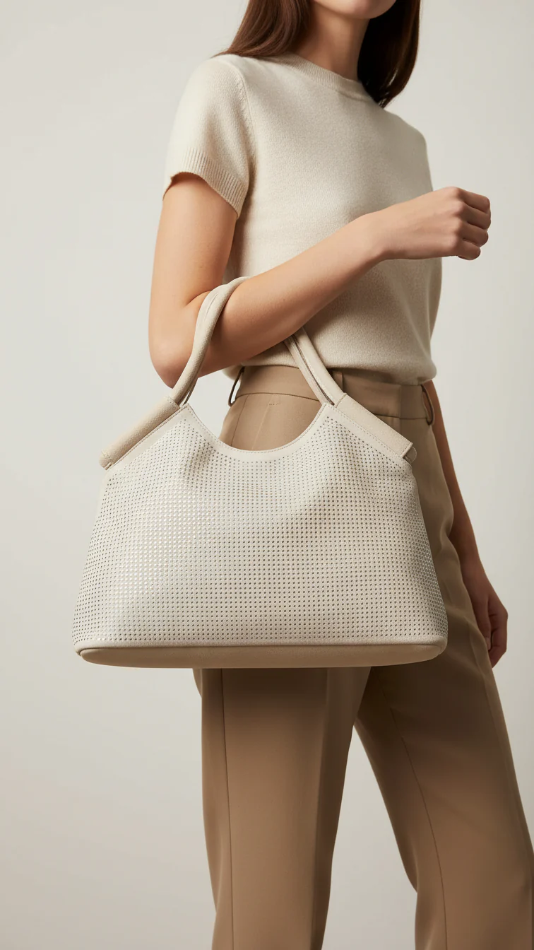 White Fancy Hand Bag P36206