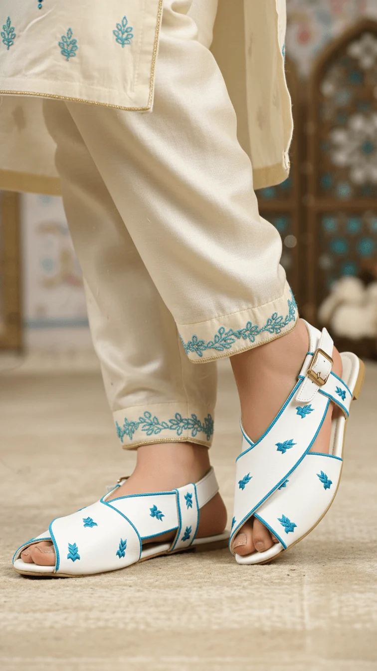 White Formal Peshawari Chappal EC3189