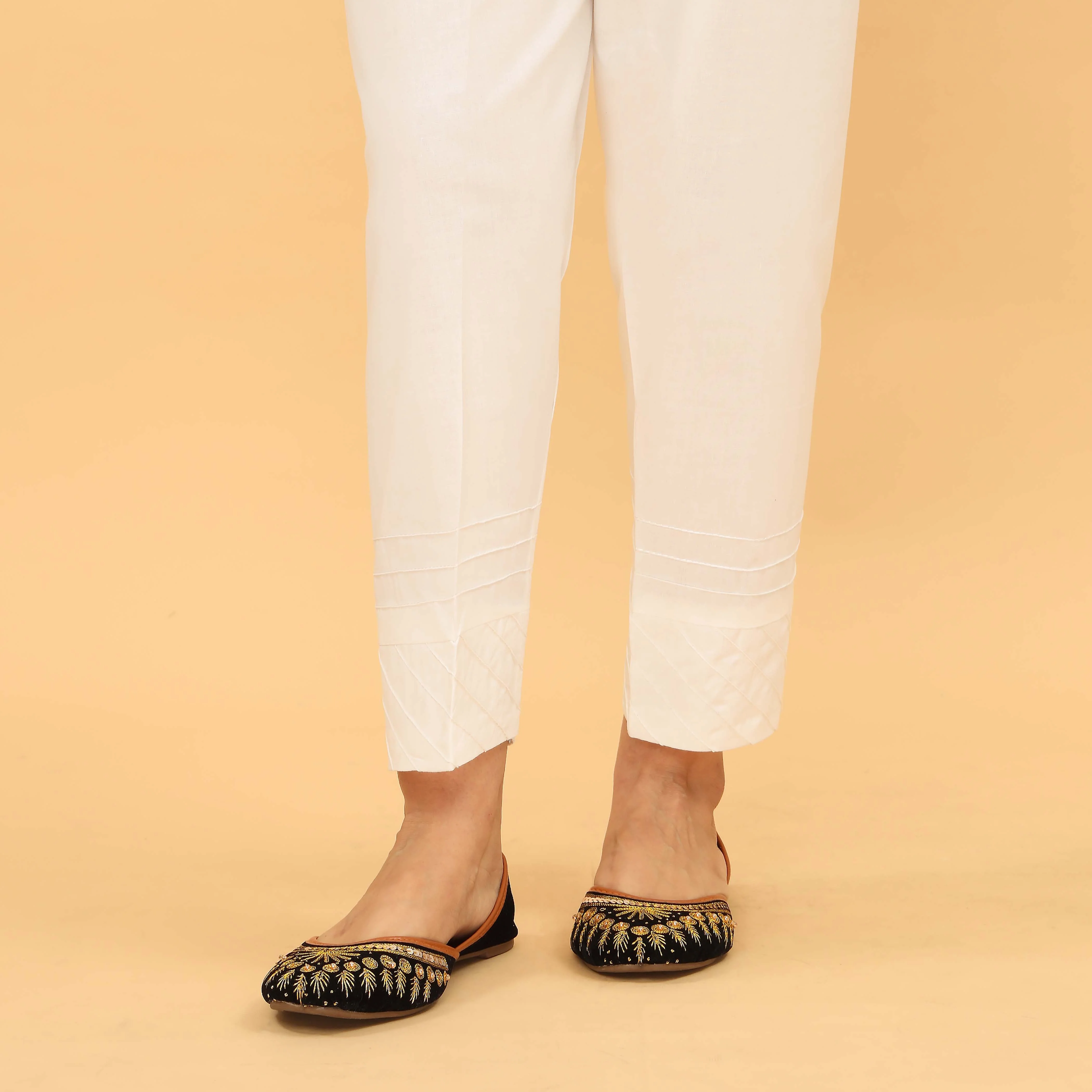 White Slim Fit Plain Trouser PL5044