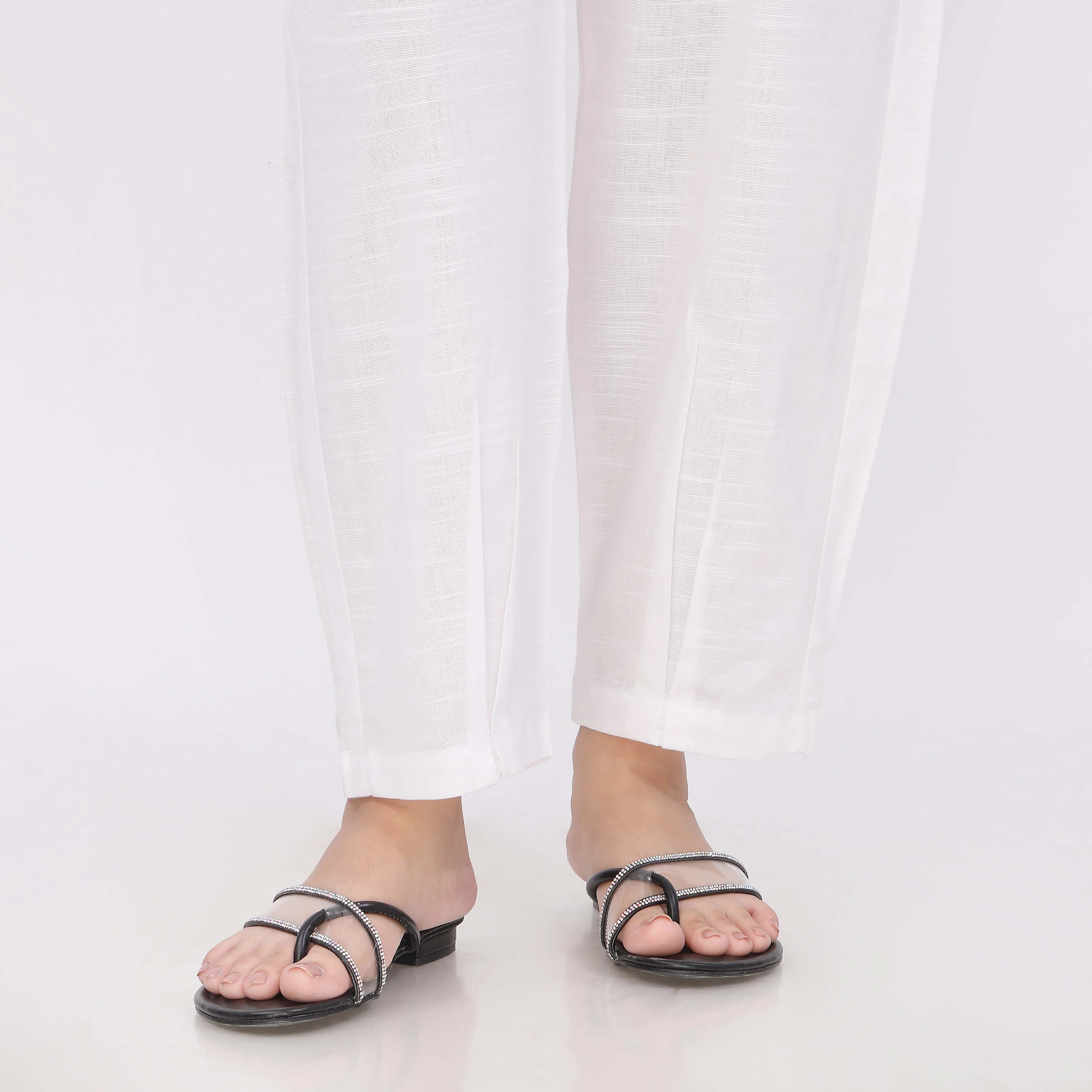 White Slub Khader Ballon Pants PL5138 - Image 2
