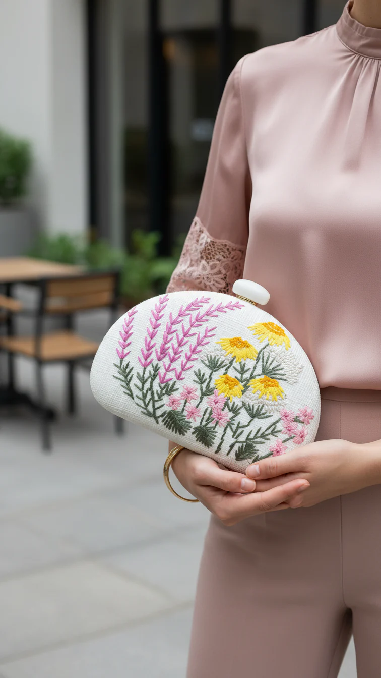 White Women Fancy Clutch P24388