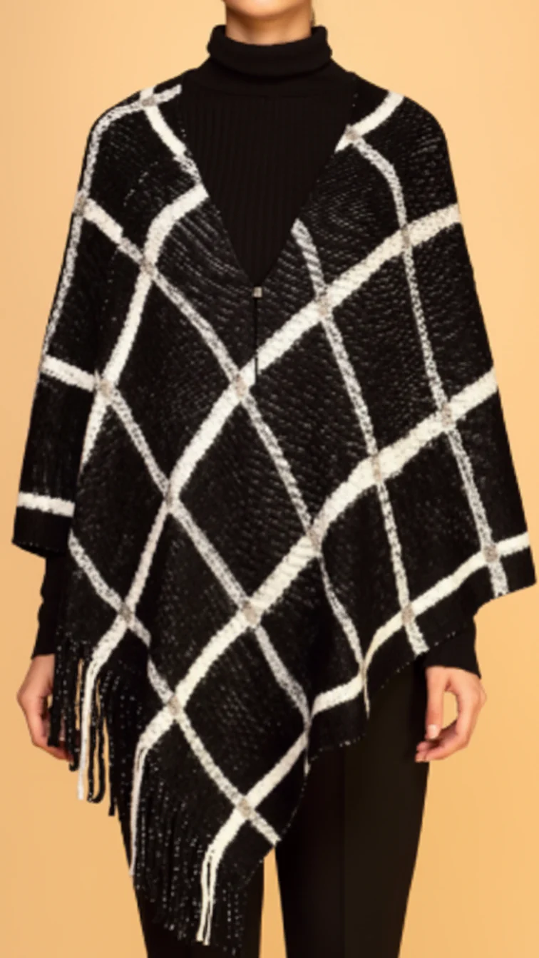 Black Winter Cape Shawl PW1817