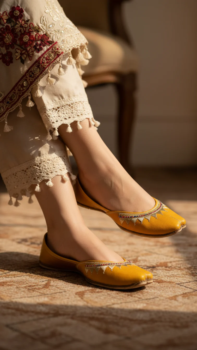 Yellow Leather Khussa EC8660