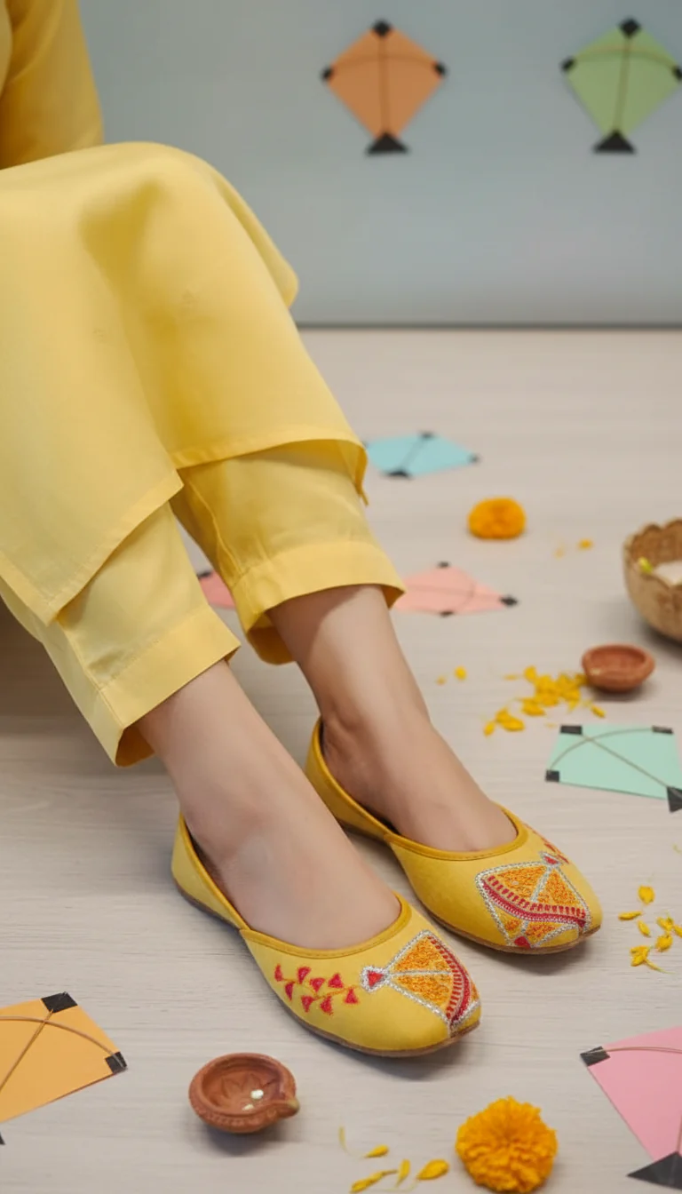 Yellow Ethnic Khussa For Women EC8688